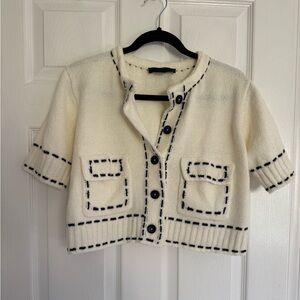 Zara Stitch Knit Cropped Jacket